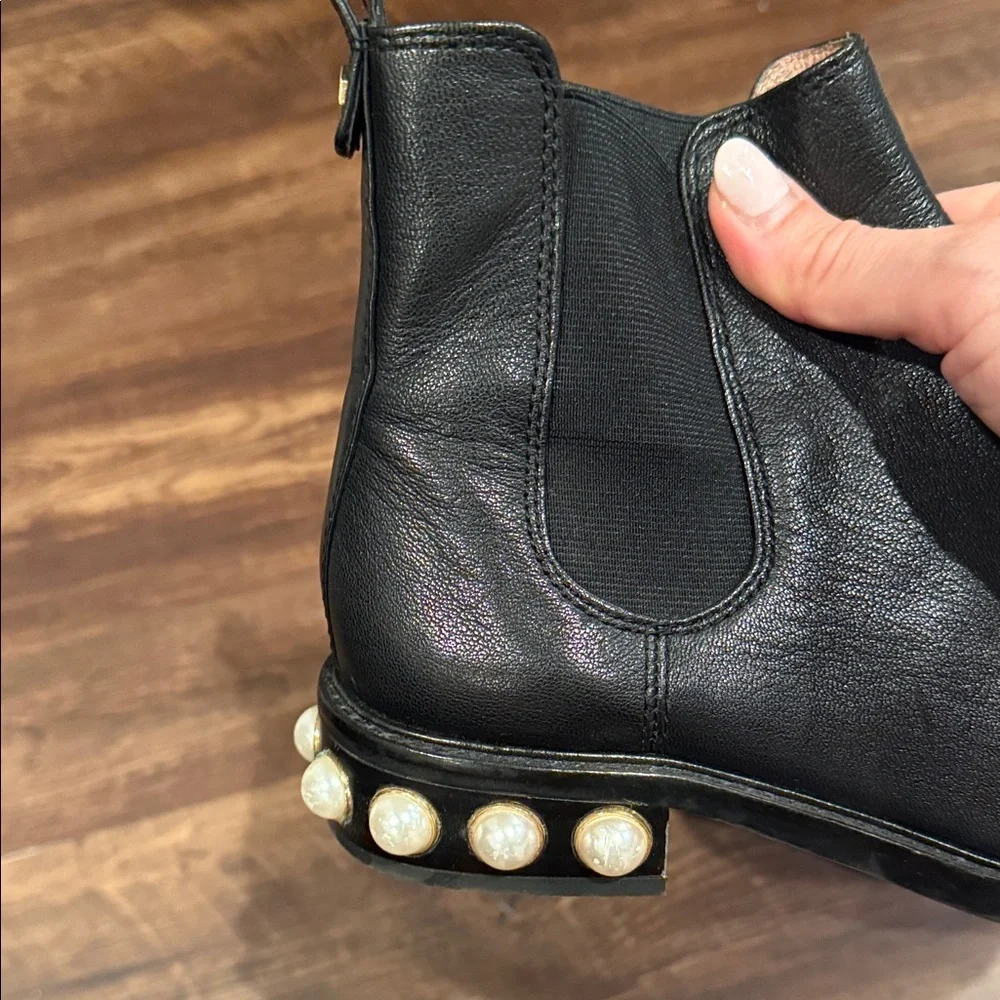 Louise et Cie Black Ankle Boots with Pearl Detail - Picture 2 of 4